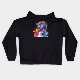 Bulldog Dog Water Color Pop Art Design for Dog Lover Kids Hoodie